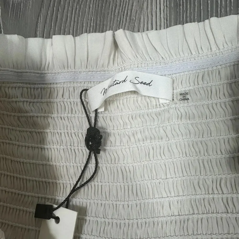 Mustard‎ Seed Cream Tiered Mini Skort with Elasticated Waist